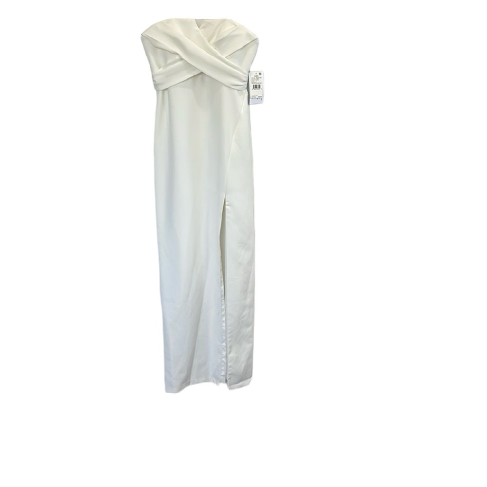 NWT Aidan Mattox cream strapless crepe wedding feminine formal dress. Size 0 - Picture 3 of 12